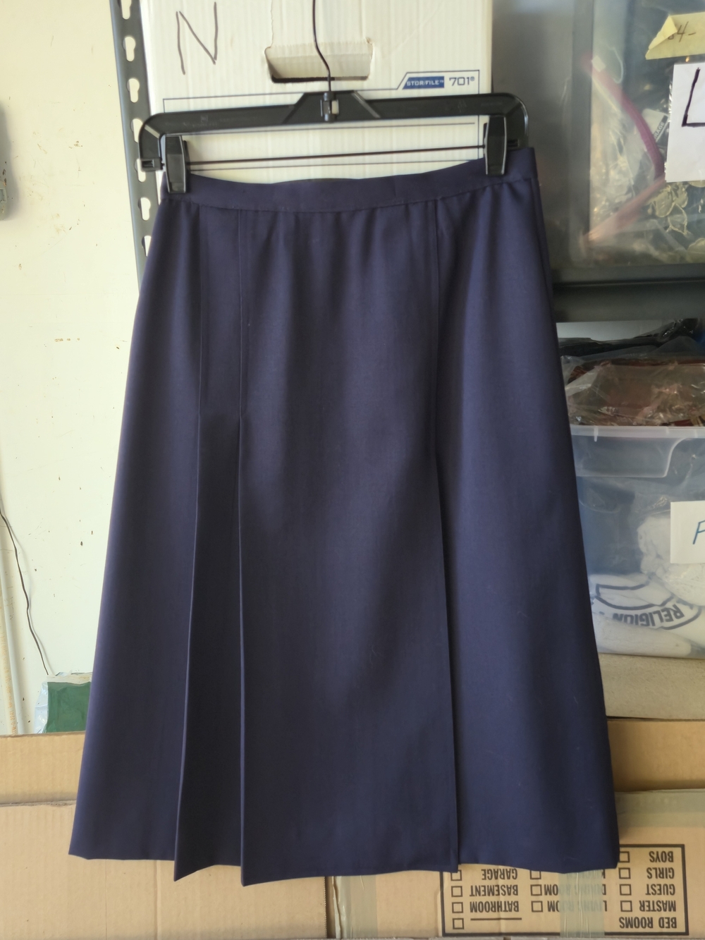 Chanel Navy Wool Quiet Luxury A-Line Skirt Size 42/12
